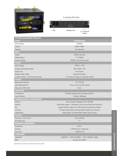 PowerShield Defender Rack Mount 800VA